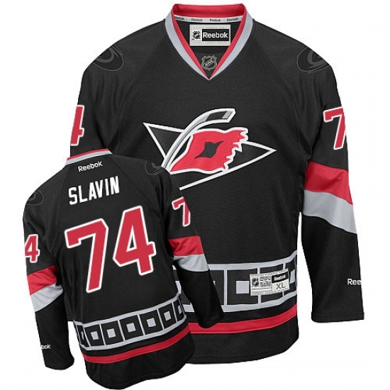 Women's Reebok Carolina Hurricanes #74 Jaccob Slavin Authentic Black Third NHL Jersey Women's Reebok Carolina Hurricanes #74 Jaccob Slavin Authentic Black Third NHL Jersey