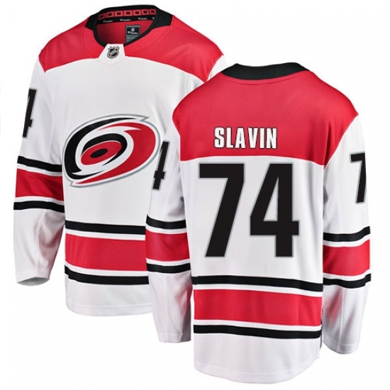 Youth Carolina Hurricanes #74 Jaccob Slavin Fanatics Branded White Away Breakaway NHL Jersey Youth Carolina Hurricanes #74 Jaccob Slavin Fanatics Branded White Away Breakaway NHL Jersey