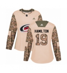 Women's Adidas Carolina Hurricanes #19 Dougie Hamilton Authentic Camo Veterans Day Practice NHL Jersey