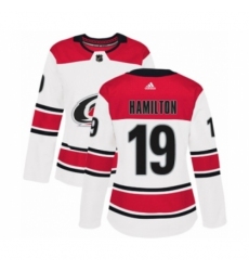 Women's Adidas Carolina Hurricanes #19 Dougie Hamilton Authentic White Away NHL Jersey