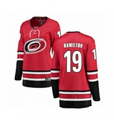 Women's Carolina Hurricanes #19 Dougie Hamilton Authentic Red Home Fanatics Branded Breakaway NHL Jersey
