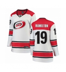 Women's Carolina Hurricanes #19 Dougie Hamilton Authentic White Away Fanatics Branded Breakaway NHL Jersey