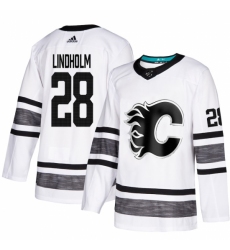 Men's Adidas Calgary Flames #28 Elias Lindholm White 2019 All-Star Game Parley Authentic Stitched NHL Jersey