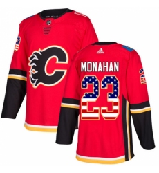 Men's Adidas Calgary Flames #23 Sean Monahan Authentic Red USA Flag Fashion NHL Jersey