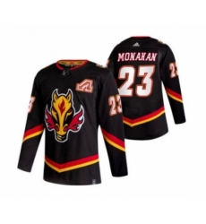 Men's Calgary Flames #23 Sean Monahan Black 2020-21 Reverse Retro Alternate Hockey Jersey