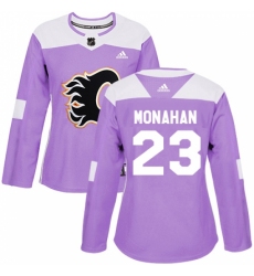 Women's Reebok Calgary Flames #23 Sean Monahan Authentic Purple Fights Cancer Practice NHL Jersey