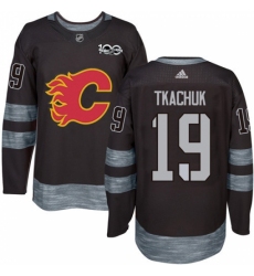 Men's Adidas Calgary Flames #19 Matthew Tkachuk Authentic Black 1917-2017 100th Anniversary NHL Jersey