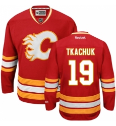 Men's Reebok Calgary Flames #19 Matthew Tkachuk Premier Red Third NHL Jersey