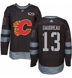 Men's Adidas Calgary Flames #13 Johnny Gaudreau Authentic Black 1917-2017 100th Anniversary NHL Jersey