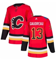 Men's Adidas Calgary Flames #13 Johnny Gaudreau Authentic Red Drift Fashion NHL Jersey