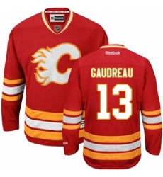 Men's Reebok Calgary Flames #13 Johnny Gaudreau Authentic Red Third NHL Jersey