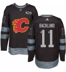 Men's Adidas Calgary Flames #11 Mikael Backlund Authentic Black 1917-2017 100th Anniversary NHL Jersey