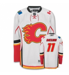 Men's Reebok Calgary Flames #11 Mikael Backlund Authentic White Away NHL Jersey