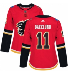 Women's Adidas Calgary Flames #11 Mikael Backlund Authentic Red Home NHL Jersey