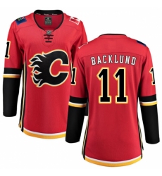 Women's Calgary Flames #11 Mikael Backlund Fanatics Branded Red Home Breakaway NHL Jersey