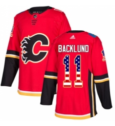 Youth Adidas Calgary Flames #11 Mikael Backlund Authentic Red USA Flag Fashion NHL Jersey