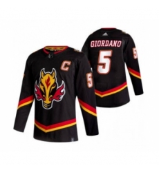 Men's Calgary Flames #5 Mark Giordano Black 2020-21 Reverse Retro Alternate Hockey Jersey