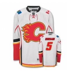 Men's Reebok Calgary Flames #5 Mark Giordano Authentic White Away NHL Jersey