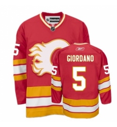 Women's Reebok Calgary Flames #5 Mark Giordano Authentic Red Third NHL Jersey