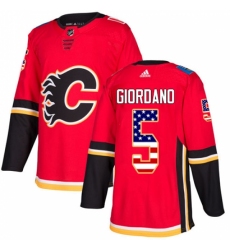 Youth Adidas Calgary Flames #5 Mark Giordano Authentic Red USA Flag Fashion NHL Jersey