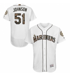 Men's Majestic Seattle Mariners #51 Randy Johnson Authentic White 2016 Memorial Day Fashion Flex Base MLB Jersey