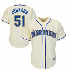 Men's Majestic Seattle Mariners #51 Randy Johnson Replica Cream Alternate Cool Base MLB Jersey
