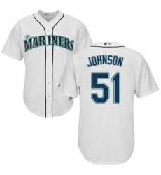 Men's Majestic Seattle Mariners #51 Randy Johnson Replica White Home Cool Base MLB Jersey
