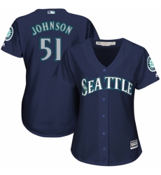 Women's Majestic Seattle Mariners #51 Randy Johnson Authentic Navy Blue Alternate 2 Cool Base MLB Jersey