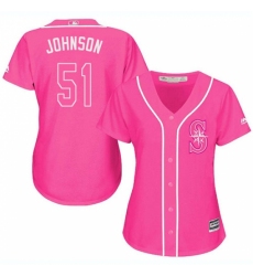 Women's Majestic Seattle Mariners #51 Randy Johnson Authentic Pink Fashion Cool Base MLB Jersey