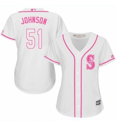 Women's Majestic Seattle Mariners #51 Randy Johnson Authentic White Fashion Cool Base MLB Jersey