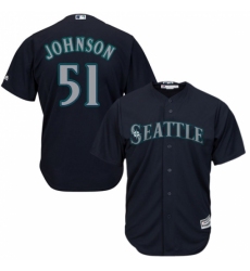 Youth Majestic Seattle Mariners #51 Randy Johnson Replica Navy Blue Alternate 2 Cool Base MLB Jersey