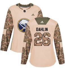 Women's Adidas Buffalo Sabres #26 Rasmus Dahlin Authentic Camo Veterans Day Practice NHL Jersey