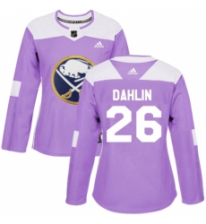 Women's Adidas Buffalo Sabres #26 Rasmus Dahlin Authentic Purple Fights Cancer Practice NHL Jersey