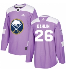 Youth Adidas Buffalo Sabres #26 Rasmus Dahlin Authentic Purple Fights Cancer Practice NHL Jersey
