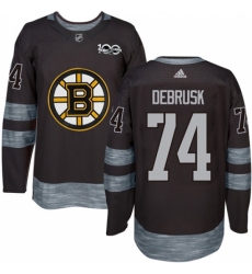Men's Adidas Boston Bruins #74 Jake DeBrusk Authentic Black 1917-2017 100th Anniversary NHL Jersey