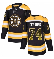 Men's Adidas Boston Bruins #74 Jake DeBrusk Authentic Black Drift Fashion NHL Jersey