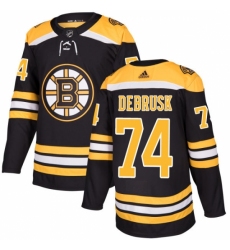 Men's Adidas Boston Bruins #74 Jake DeBrusk Authentic Black Home NHL Jersey