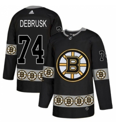 Men's Adidas Boston Bruins #74 Jake DeBrusk Authentic Black Team Logo Fashion NHL Jersey