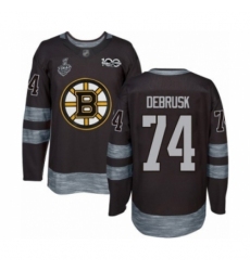 Men's Boston Bruins #74 Jake DeBrusk Authentic Black 1917-2017 100th Anniversary 2019 Stanley Cup Final Bound Hockey Jersey