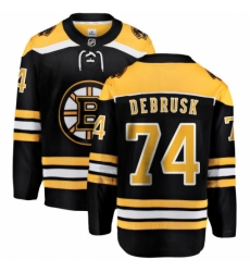 Men's Boston Bruins #74 Jake DeBrusk Authentic Black Home Fanatics Branded Breakaway NHL Jersey