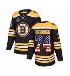Men's Boston Bruins #74 Jake DeBrusk Authentic Black USA Flag Fashion 2019 Stanley Cup Final Bound Hockey Jersey