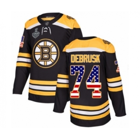 Men's Boston Bruins #74 Jake DeBrusk Authentic Black USA Flag Fashion 2019 Stanley Cup Final Bound Hockey Jersey Men's Boston Bruins #74 Jake DeBrusk Authentic Black USA Flag Fashion 2019 Stanley Cup Final Bound Hockey Jersey