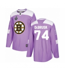 Men's Boston Bruins #74 Jake DeBrusk Authentic Purple Fights Cancer Practice 2019 Stanley Cup Final Bound Hockey Jersey