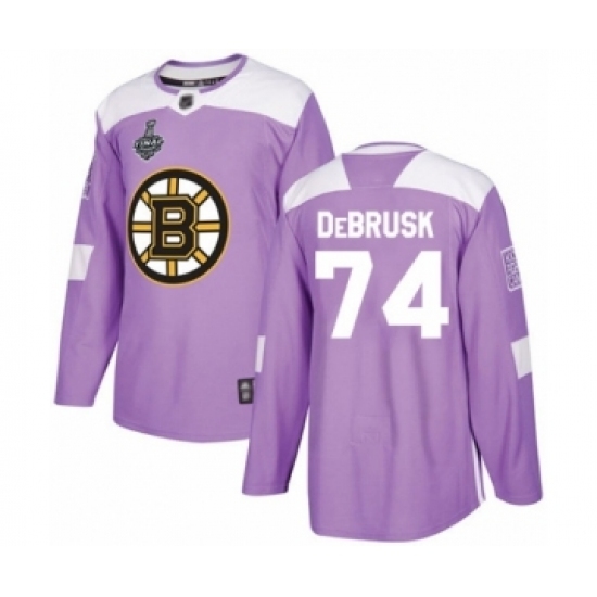 Men's Boston Bruins #74 Jake DeBrusk Authentic Purple Fights Cancer Practice 2019 Stanley Cup Final Bound Hockey Jersey Men's Boston Bruins #74 Jake DeBrusk Authentic Purple Fights Cancer Practice 2019 Stanley Cup Final Bound Hockey Jersey