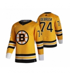 Men's Boston Bruins #74 Jake DeBrusk Yellow 2020-21 Reverse Retro Alternate Hockey Jersey