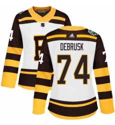 Women's Adidas Boston Bruins #74 Jake DeBrusk Authentic White 2019 Winter Classic NHL Jersey