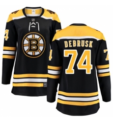 Women's Boston Bruins #74 Jake DeBrusk Authentic Black Home Fanatics Branded Breakaway NHL Jersey