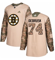 Youth Adidas Boston Bruins #74 Jake DeBrusk Authentic Camo Veterans Day Practice NHL Jersey