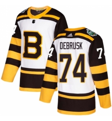 Youth Adidas Boston Bruins #74 Jake DeBrusk Authentic White 2019 Winter Classic NHL Jersey