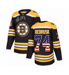 Youth Boston Bruins #74 Jake DeBrusk Authentic Black USA Flag Fashion 2019 Stanley Cup Final Bound Hockey Jersey